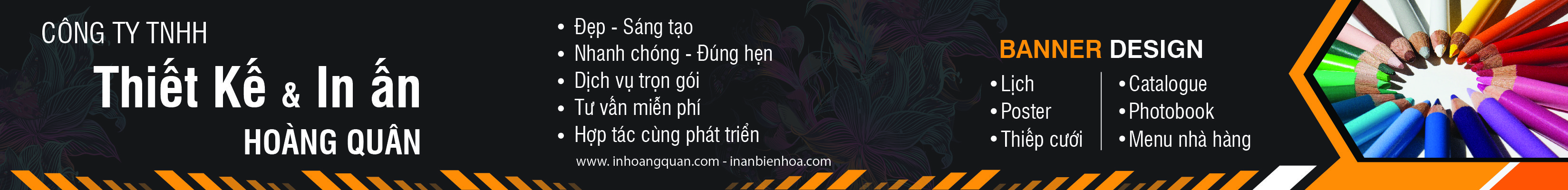 Băng-rôn giới thiệu dịch vụ thiết kế và in ấn của Hoàng Quân